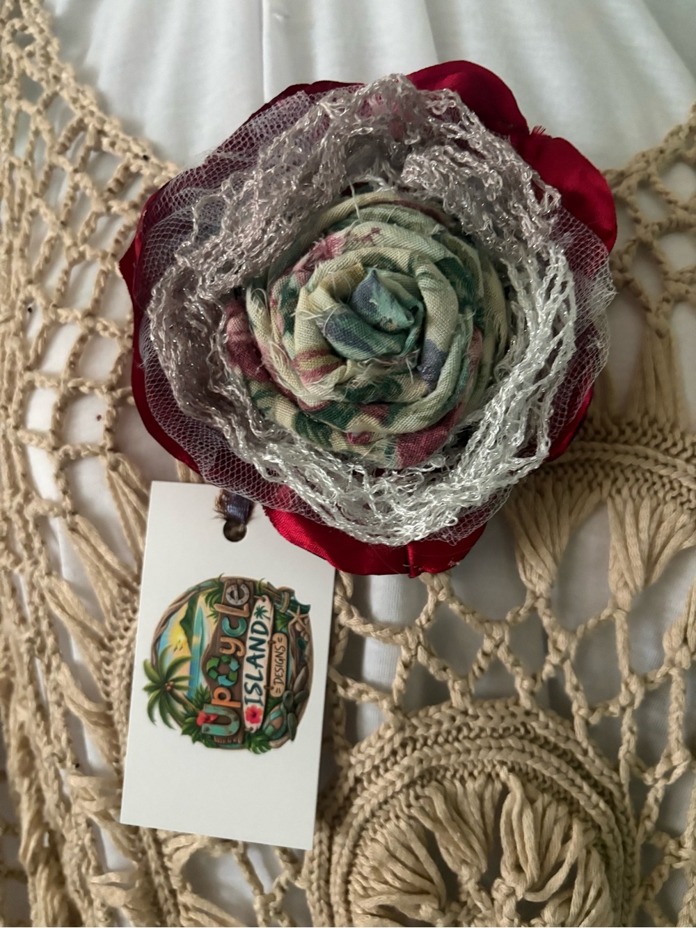 Floral Fabric Flower Jabot Brooch Choker Nexklace